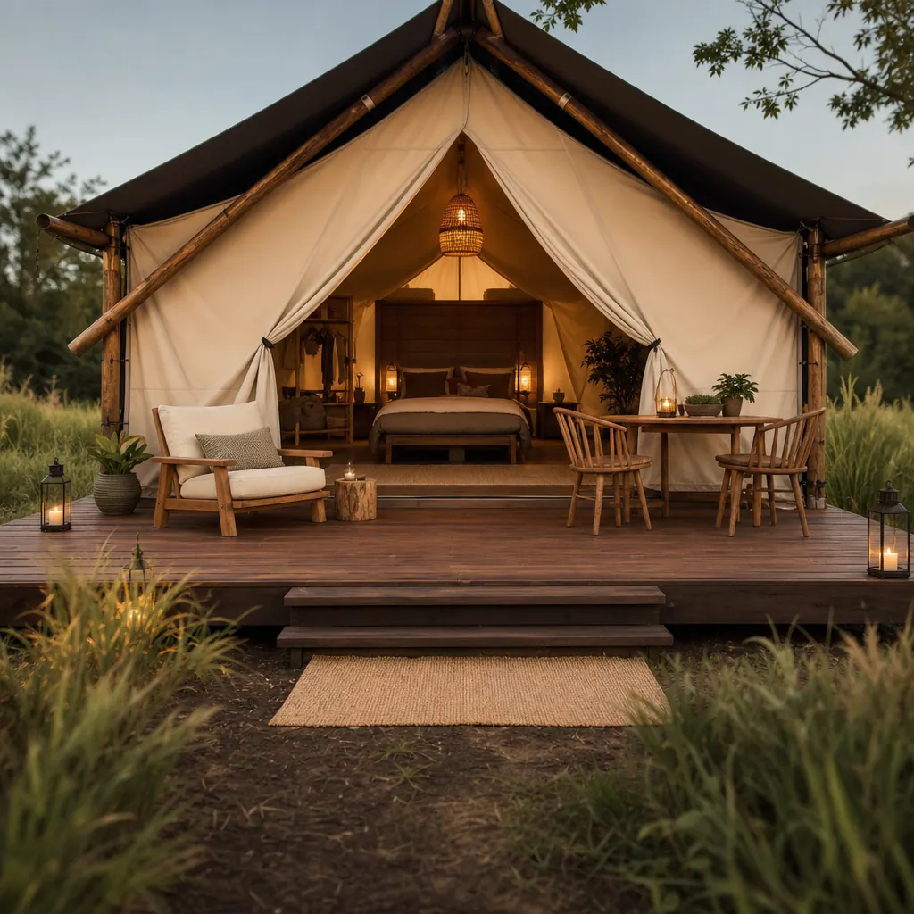 Comfortable glamping tent at Raprager Farms