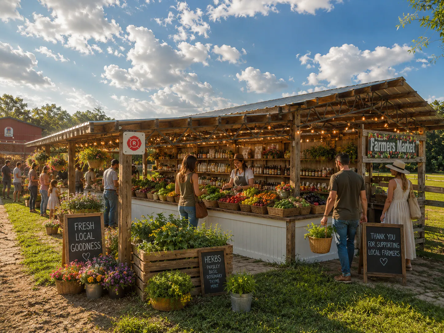 Local products displayed at the farm market