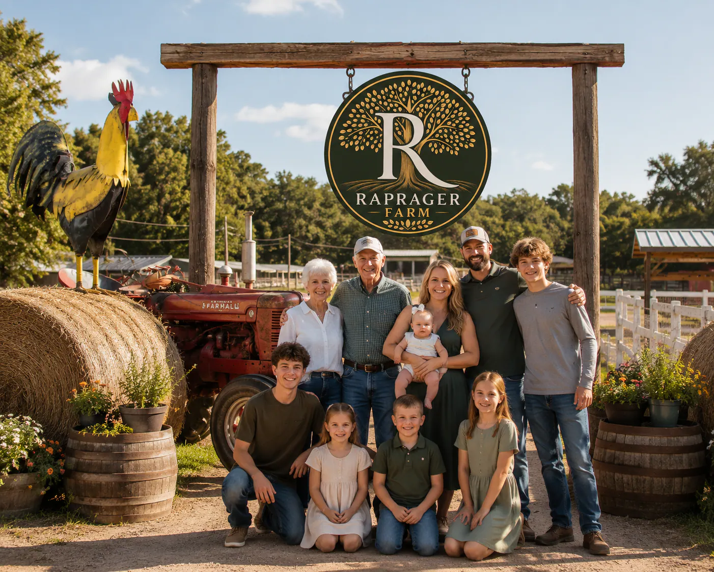 Family spending the day together at the farm